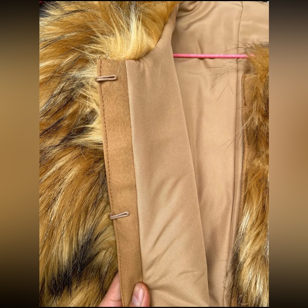 Faux Fur Coat With Hood - Picture 10 of 11